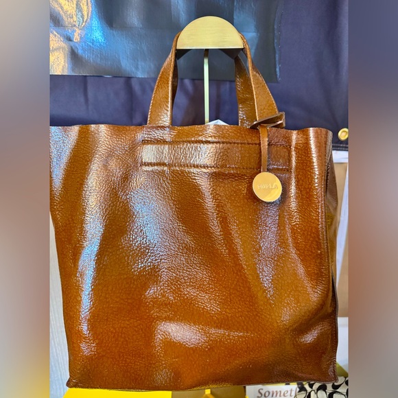 Furla Beautiful Glazed Leather Brown Tote - Picture 1 of 6